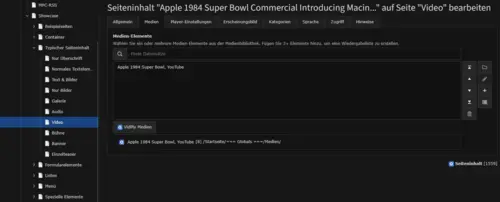 VidPly - Neuer Datensatz im VidPly Modul