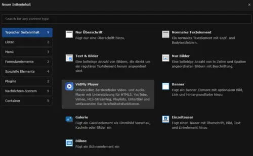 Neuen VidPly Player hinzufügen